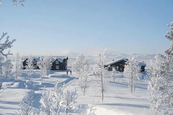 Hyttene dekket av rim